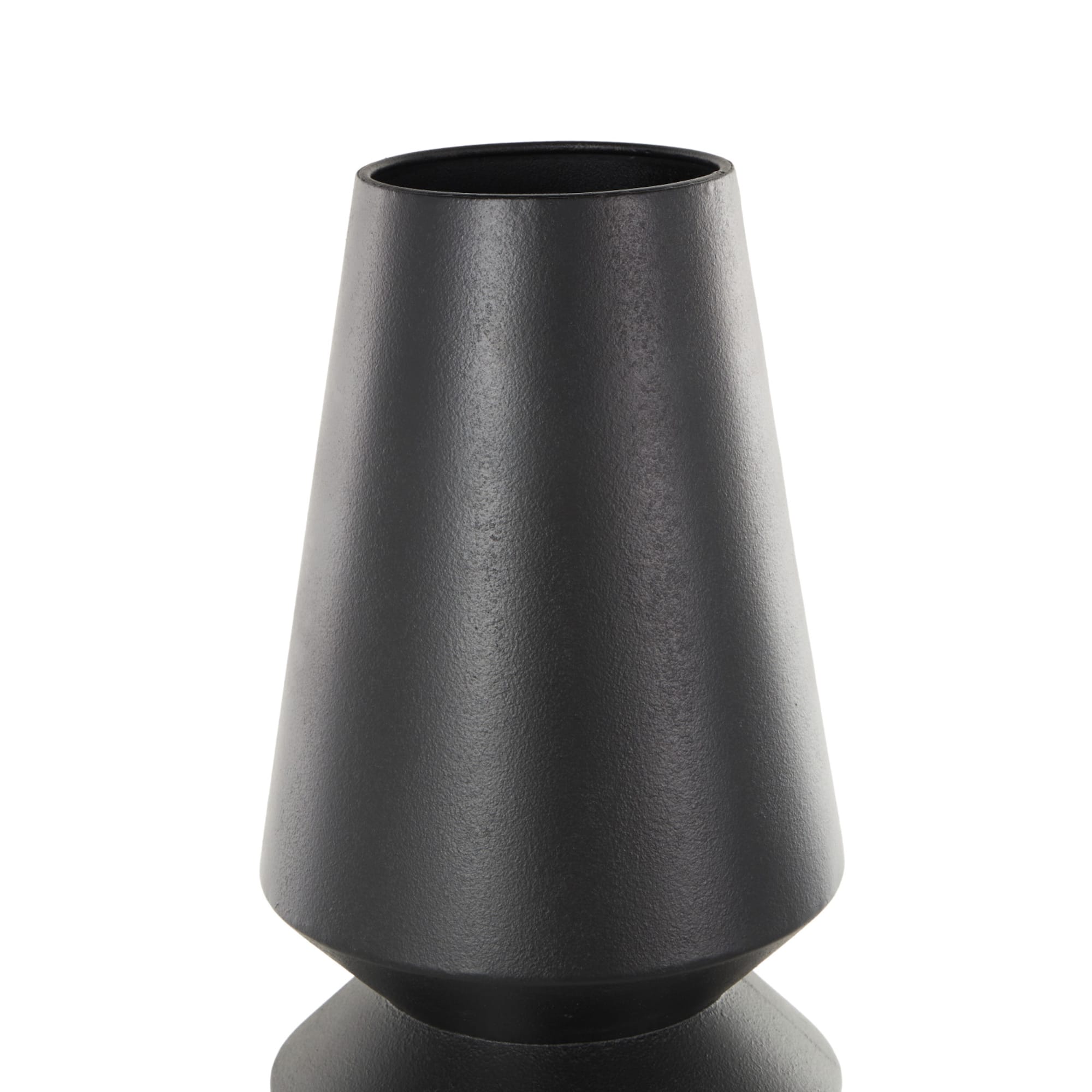 24" Black Metal Art Deco Fluted Decorative Vase